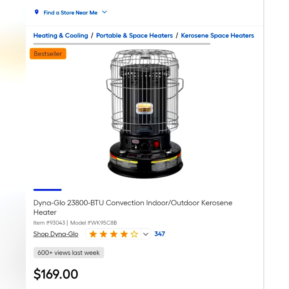 Dyna Glo 23,800 BTU Kerosene Heater